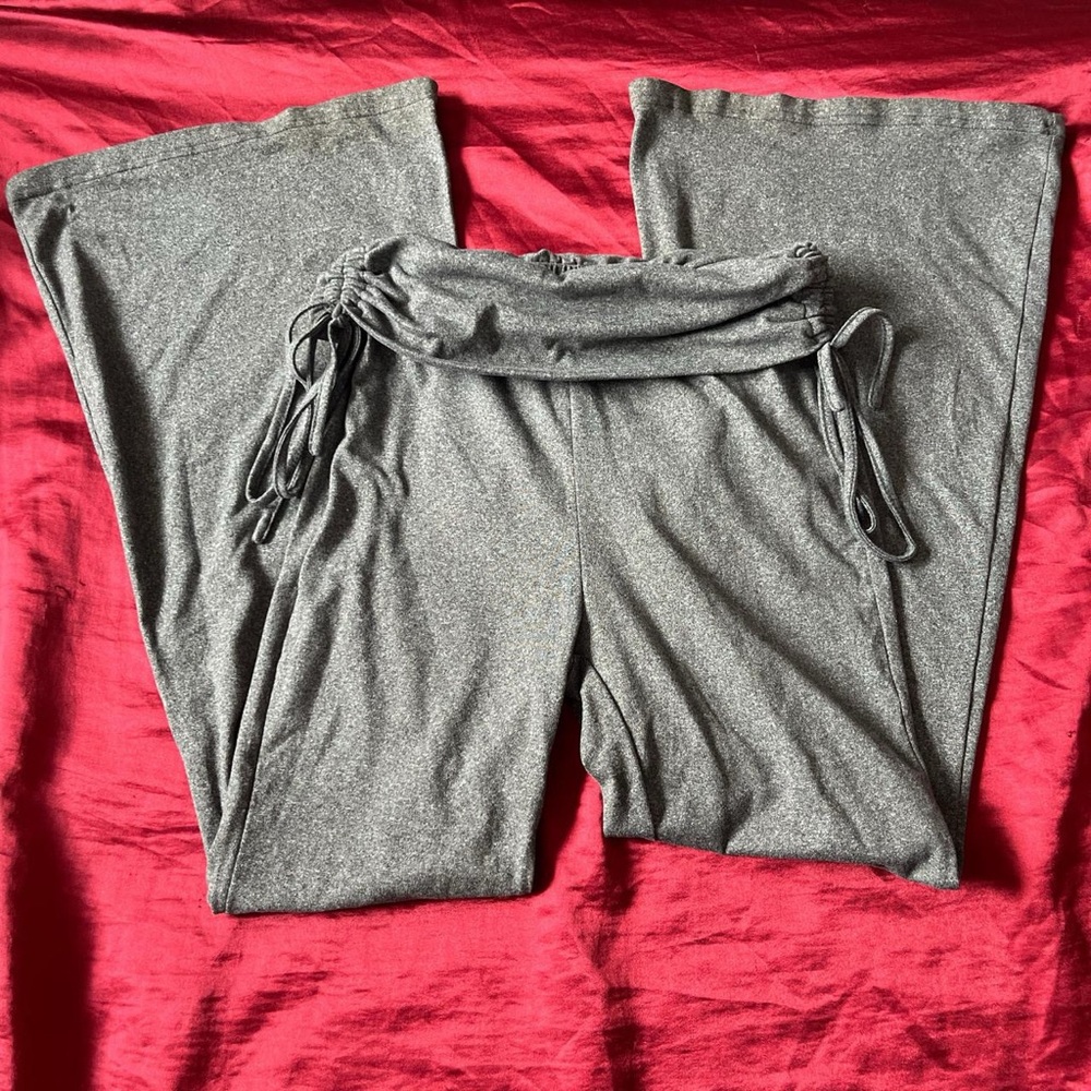 Gray Foldover leggings with Drawstring
